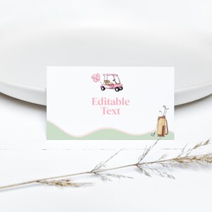 Pink Golf Theme Place Cards, Name Template, Food Label, Golfing Baby Shower Birthday Partee, Digital Download, Templett, G2 image 8