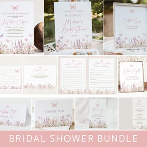 Butterfly Bridal Shower Bundle, Lifetime of Butterflies, Invitation Template Package Set, Garden Party, Digital Download, Templett l2