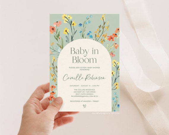 Spring baby store shower invitations