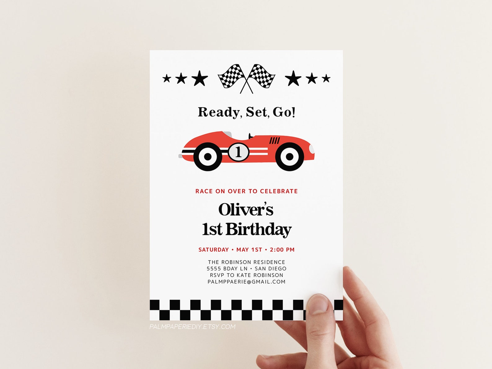 Race Car Birthday Invitation for Boy Racing Theme Invites Etsy