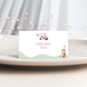 Pink Golf Theme Place Cards, Name Template, Food Label, Golfing Baby Shower Birthday Partee, Digital Download, Templett, G2 image 7