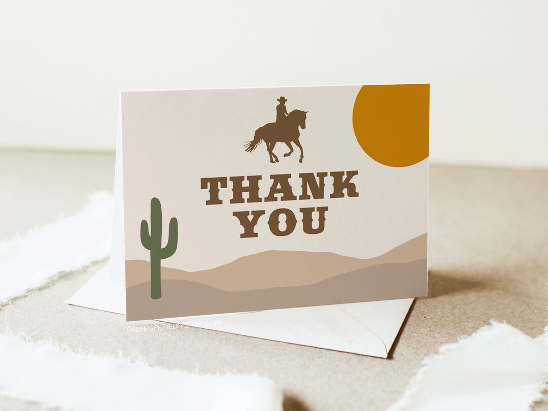 Wild West Thank You Card Template, How the West Was One, Birthday Baby ...