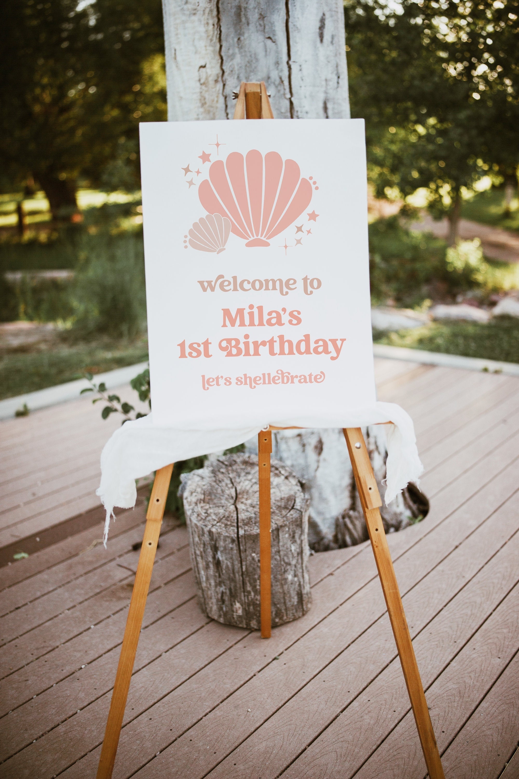 Seashell Birthday Welcome Sign: Beach Party Decor (Digital Download)