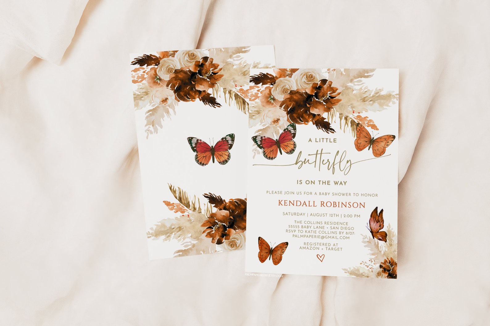 Butterfly Baby Shower Invitation Template, Boho Invites, Digital ...