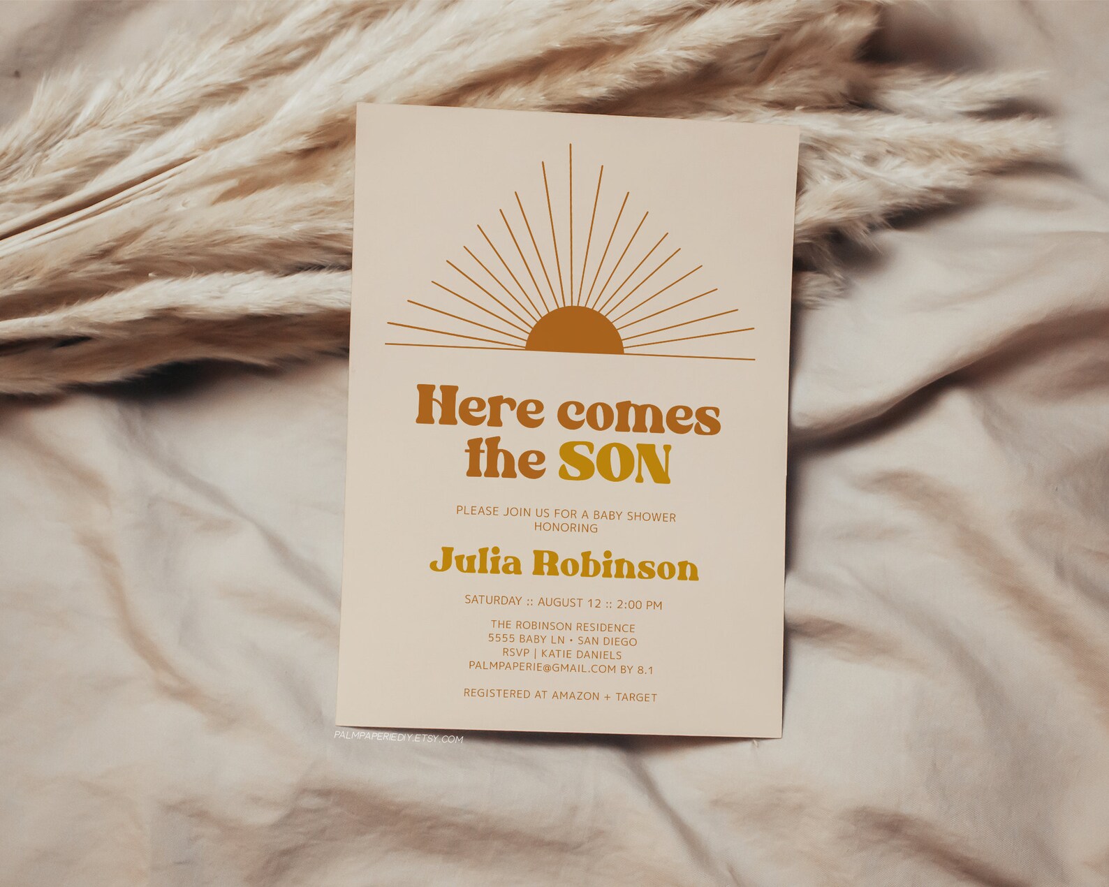 Here Comes the Son Invitation Sun Baby Shower Invites for Etsy UK