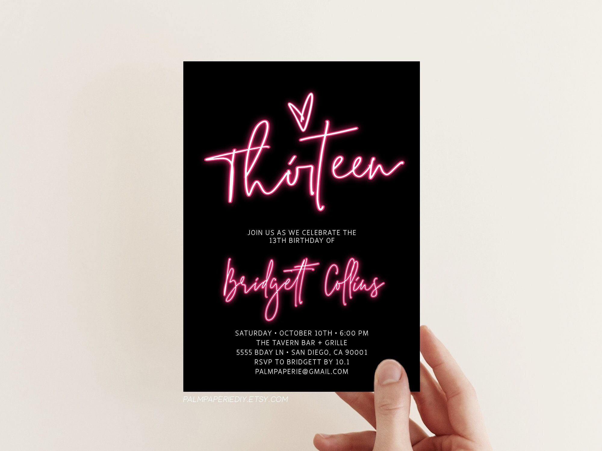 13th Birthday Invitation for girl 13th Bday Invites Instant Download