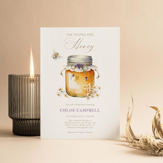 Honey Bridal Shower Invitation, Bee Invites, She found her honey, Editable Template