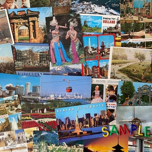 Lots de cartes postales vintage des années 1970 - années 2000 (10, 25 ou 50) - inutilisés ou écrits, vintage, monde entier, originaux authentiques, pays, international