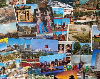 Worldwide Vintage Postcard sets (10, 25 or 50) - Unused or Written, Vintage 1970s - 2000s, Genuine originals, Mystery pack