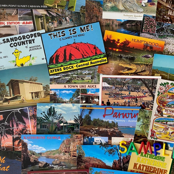 Australia Postcard sets (10, 25 or 50) - Unused or Written, Vintage 1970s - 2000s, Genuine originals, Mystery pack