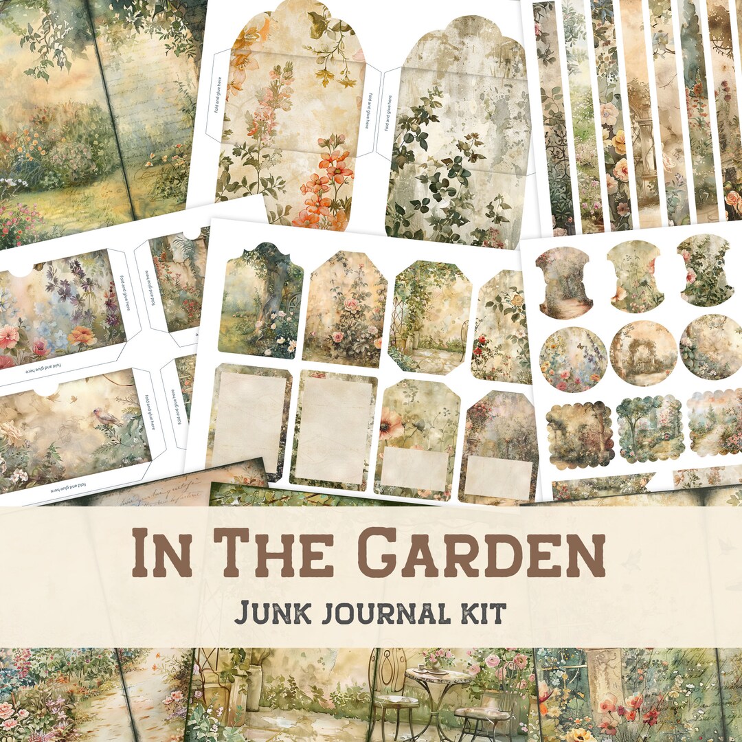 In the Garden Junk Journal Kit | Printable Vintage Elements and Pages ...
