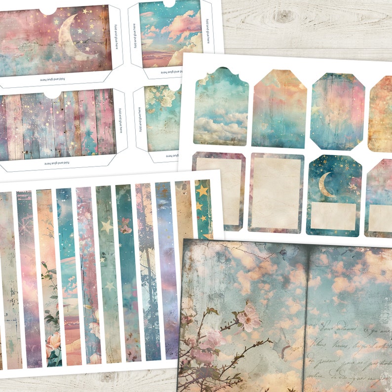 Dreamy Pastel Junk Journal Kit Printable Vintage Elements and Pages ...