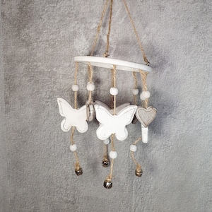 Boho Butterfly Wind chime, Rustic Hanging Home Decor