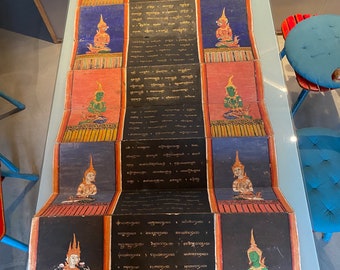 Antique Thailand -Siam _Hnnd pintedBuddhist Manuscript-  1800s- early 19th century- Pha Malai legend- Seal of King Rama IV