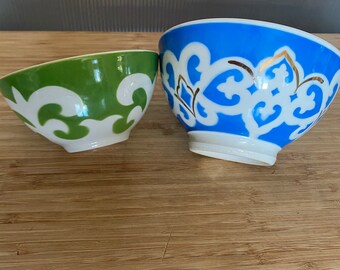 2 x Fine Soviet USSR era Uzbek tea stamped bowls or cups- 1960's- Ikat design- Perfect condition-