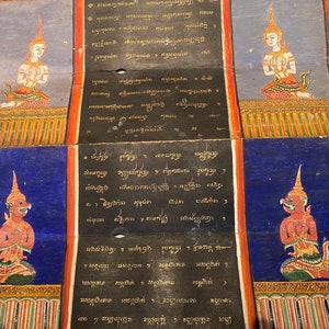 Thailand -Siam- Exceptional Buddhist Manuscript-  1st 1800s- hand painted-   Seal and dedication of of King Rama IV( Monkut)-