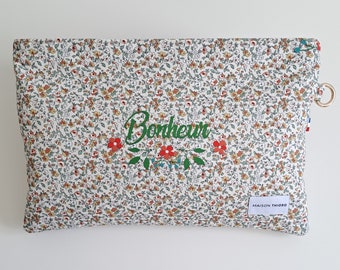 Pochette XL en liberty avec citation positive