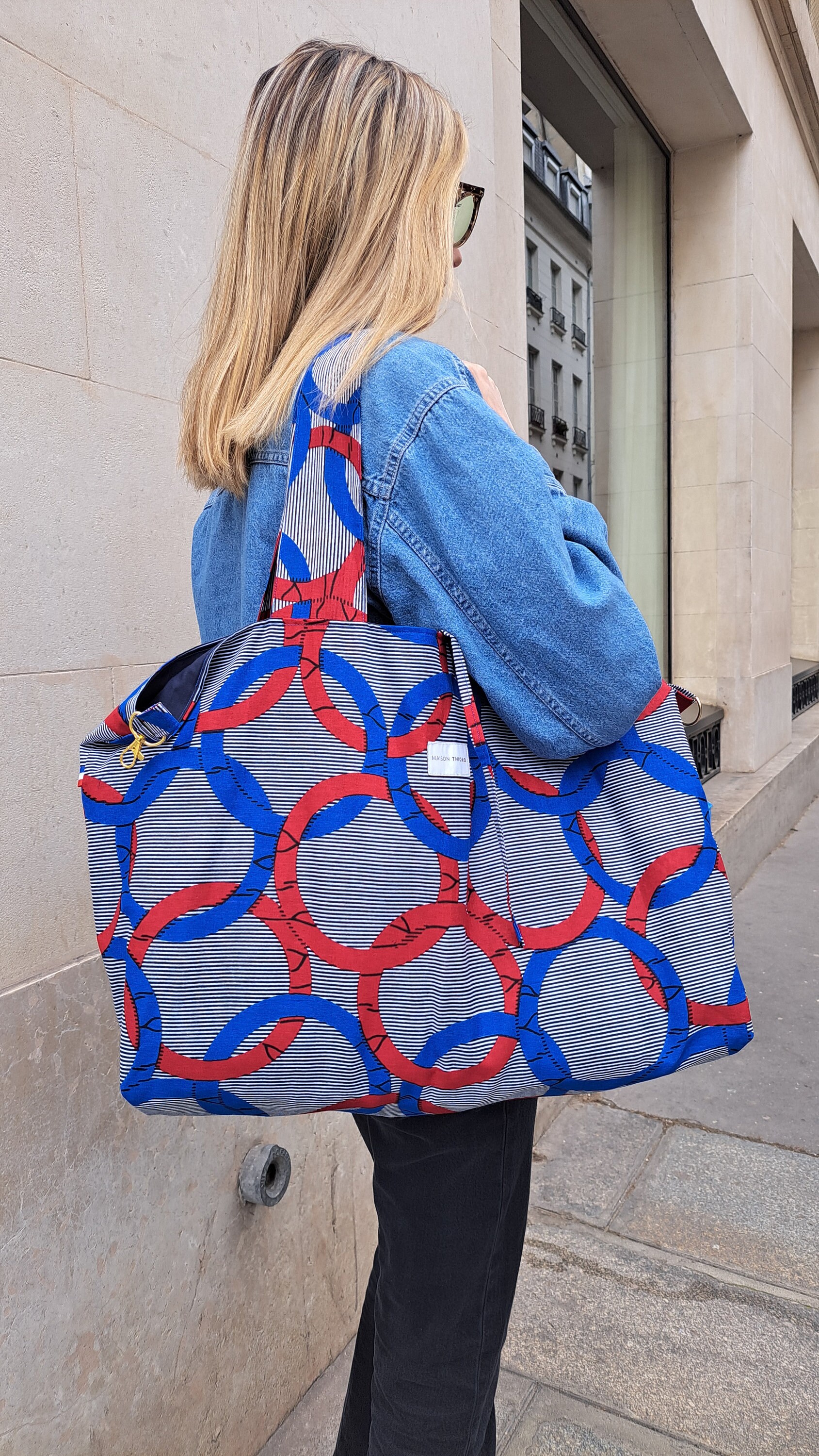 Tote Bag, Handmade MAISON THIORO Wax Fabrics, Olympic Pattern Blue and Red Philippine Model - Etsy Tote Bag, Handmade MAISON THIORO Wax Fabrics, Olympic Pattern Blue and Red Philippine Model - Etsy