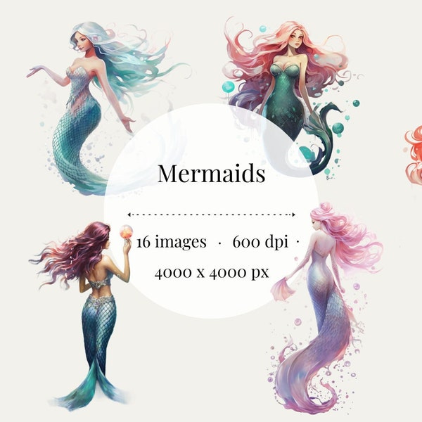 Clipart Mermaid Clipart Fantasy Mermaid Clipart Fantasy Fairytale Clipart Under the Sea Clipart Creatures Clipart Sea Creature Clipart Tail