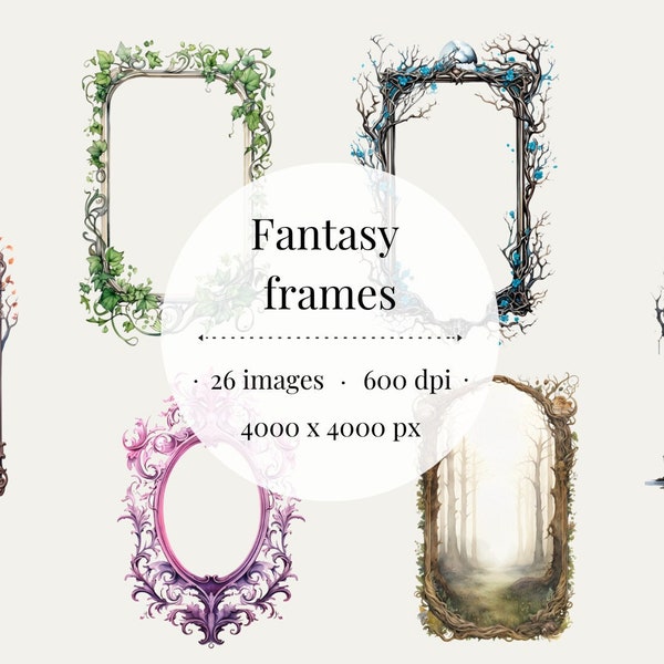 Clipart Frames Fantasy Clipart Borders Whimsical Clipart Frames Fairytale Fantasy clipart Clipart frames Frames for crafts Fantasy borders