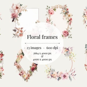 Clipart Frames Floral Clipart Set Borders Flowers Clipart Romantic Frames Clipart Wedding Floral Border Clipart Flower Frames Wedding Invite