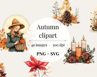 Cozy Autumn Clipart Set | 49 PNG & SVG Images (Commercial Use)