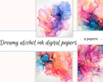 Digital Paper Alcohol Ink Digital Paper Set Watercolor Abstract Digital Paper Dreamy Colorful Digital Paper Ink Dreamy Abstract Alcohol Ink