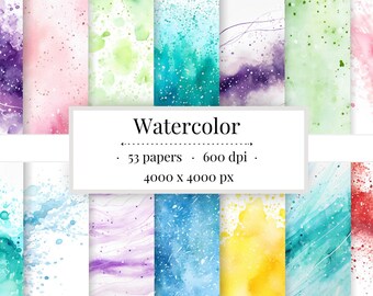 Watercolor Splash Digital Paper Set | Abstract Backgrounds (PNG, Commercial Use)