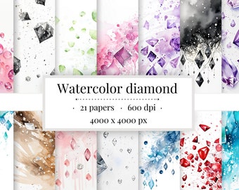 Watercolor Diamond PNG | Abstract Art Backgrounds (Digital Download)