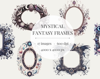 Mystical Fantasy Clipart Frames, PNG, 4000x4000 (Digital Download)