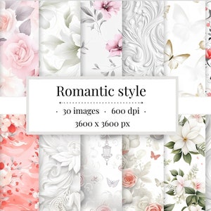 Digitaal papier Romantisch bloemmotief Bloem Rosa patroon Vlinder Digitaal papier Romantisch niet-naadloos patroon Naadloze bloemmotief