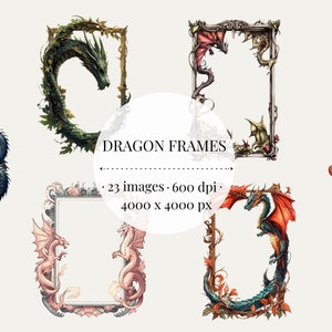 Drache Clipart Rahmen, Mythische Rahmen, Fantasy Art Clipart, Magische Kreatur Clipart Rahmen, Drache Clipart, Clipart Rahmen Drachenliebe