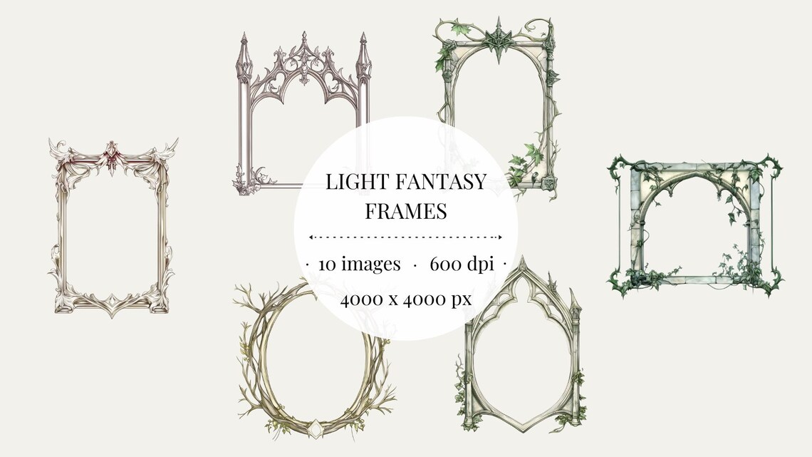 Light Fantasy Clipart Frames Light Aesthetic Digital Borders Clipart ...