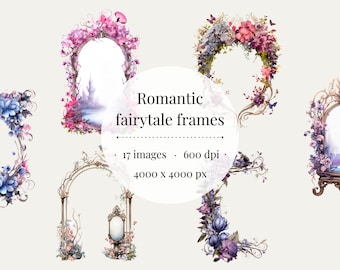 Fairytale Frames Clipart | Romantic Floral Borders (Digital Download)