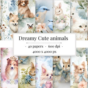 Animal digital paper Cute animal pattern Dreamy Watercolor Seamless Digita Paper Set Animal Patterns Scrapbooking Digital Wallpaper