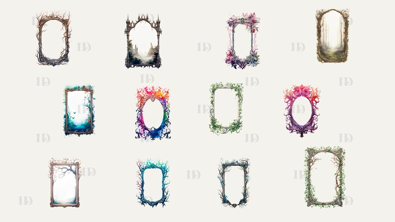 Rustic Fantasy Frame Fantasy Frames Clipart Set | Whimsical Borders (PNG Digital Download ...