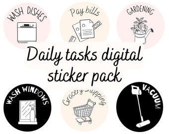 Daily Tasks Planner Stickers | Productivity Organizer (Digital Download)