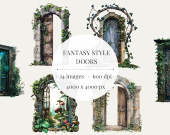 Fantasy Door Clipart Bundle, Magical World PNG (Digital Download)
