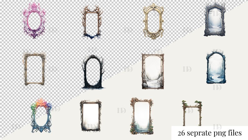 Rustic Fantasy Frame Fantasy Frames Clipart Set | Whimsical Borders (PNG Digital Download ...