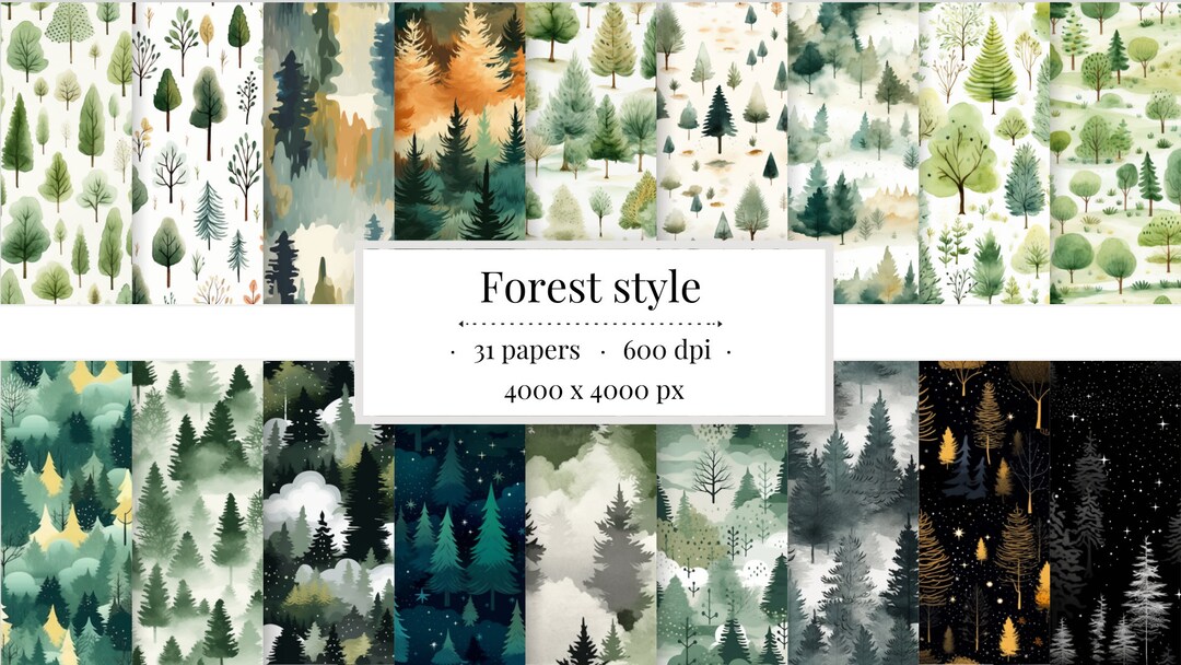Digital Paper Forest Nature Digital Papers Nature Forest Pattern ...