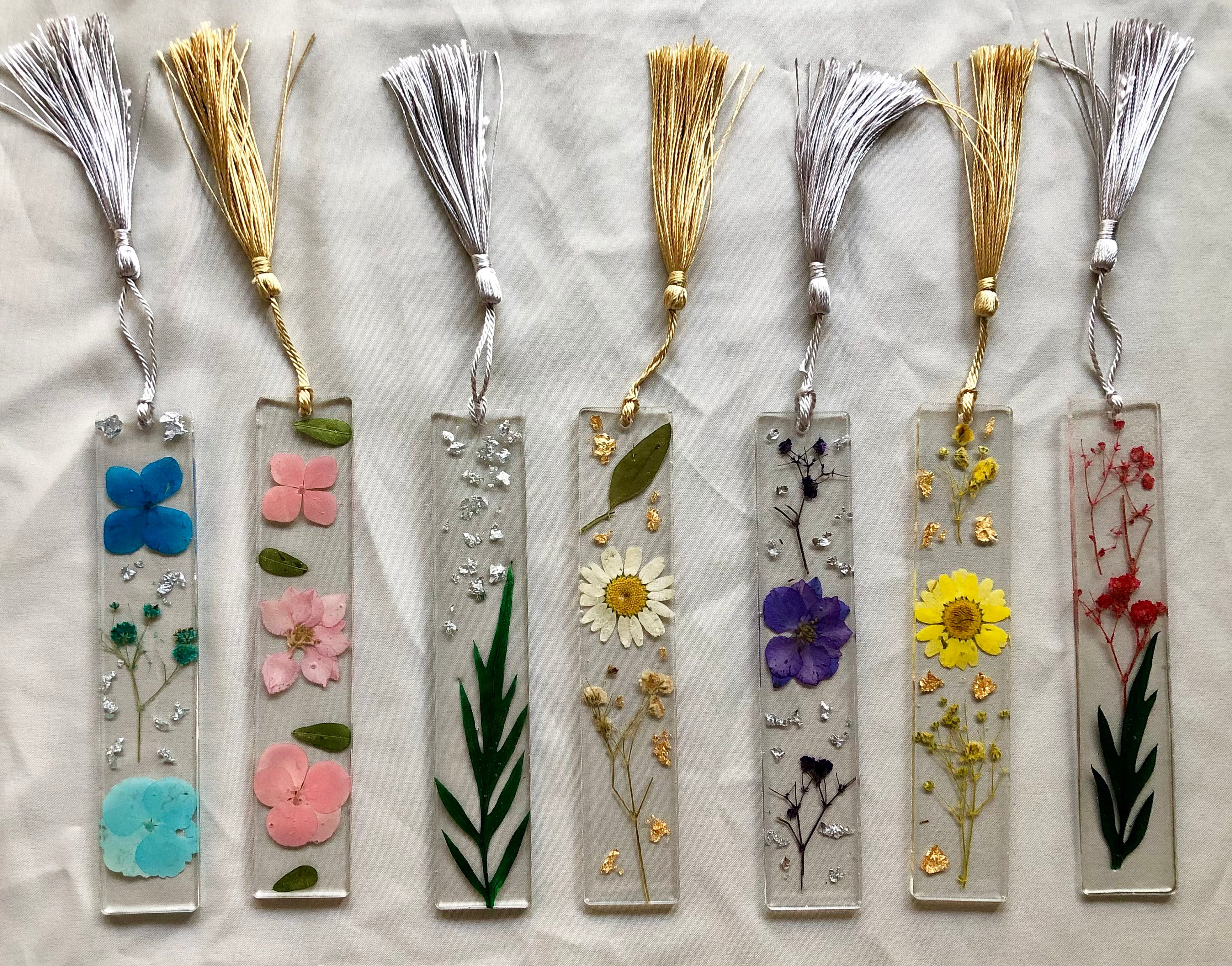 Pressed Flower Resin Bookmarks with Tassel Etsy