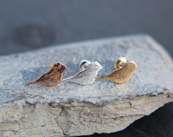 Bird Sparrow Earrings in silver, gold, pink