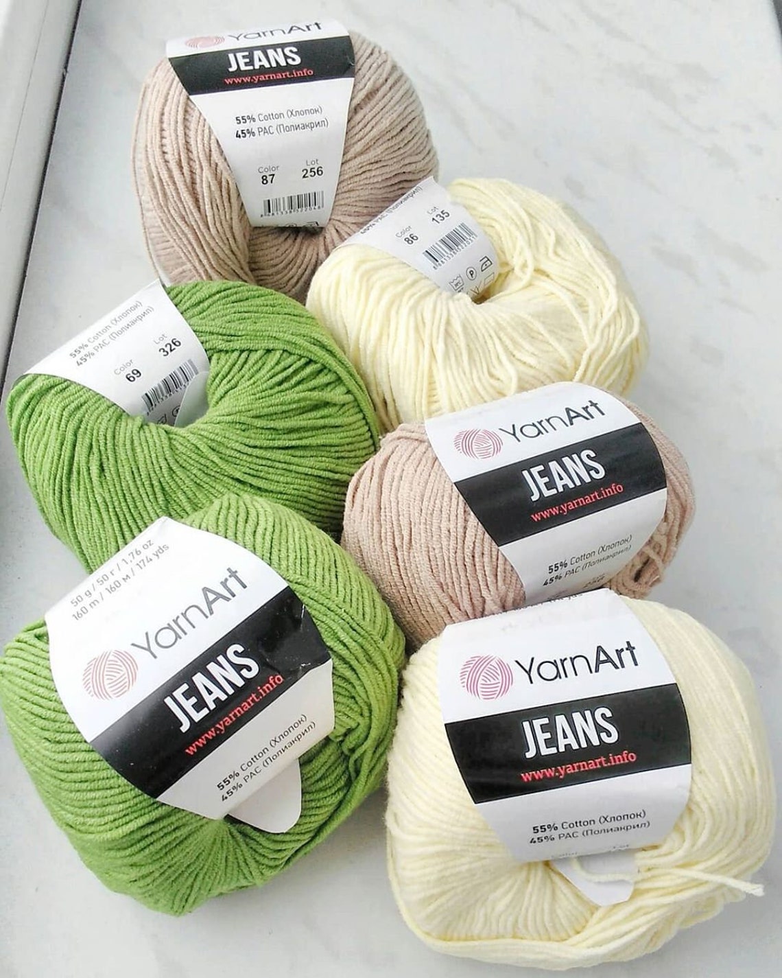 Cotton YarnArt JEANS for knitting and crochet 50g 160m semi Etsy