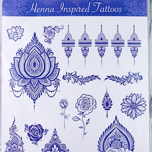 Temporary Tattoos | Flower Power Tattoo | Henna Style Floral Temp Tattoo For Women