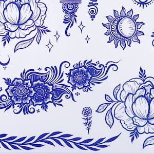 Temporary Tattoos | Peony Vibes | Henna Style Floral Temp Tattoo