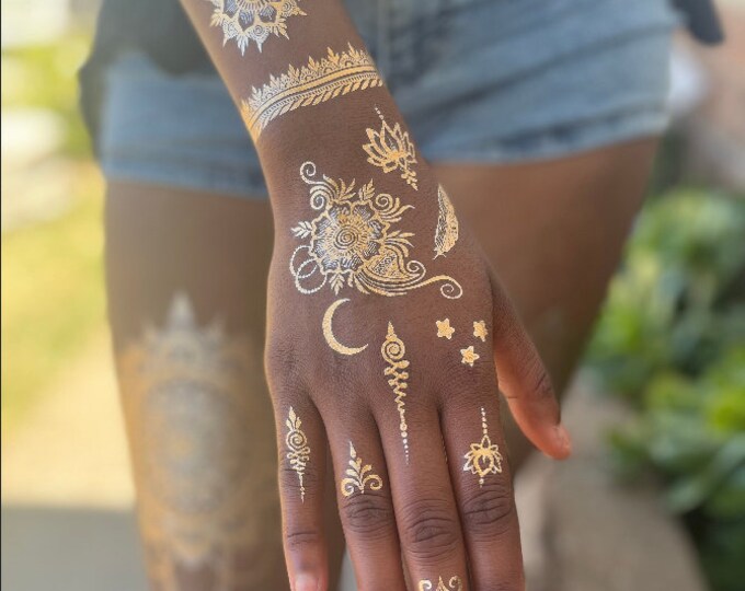 Gold Foil Temporary Tattoo LOTUS Etsy