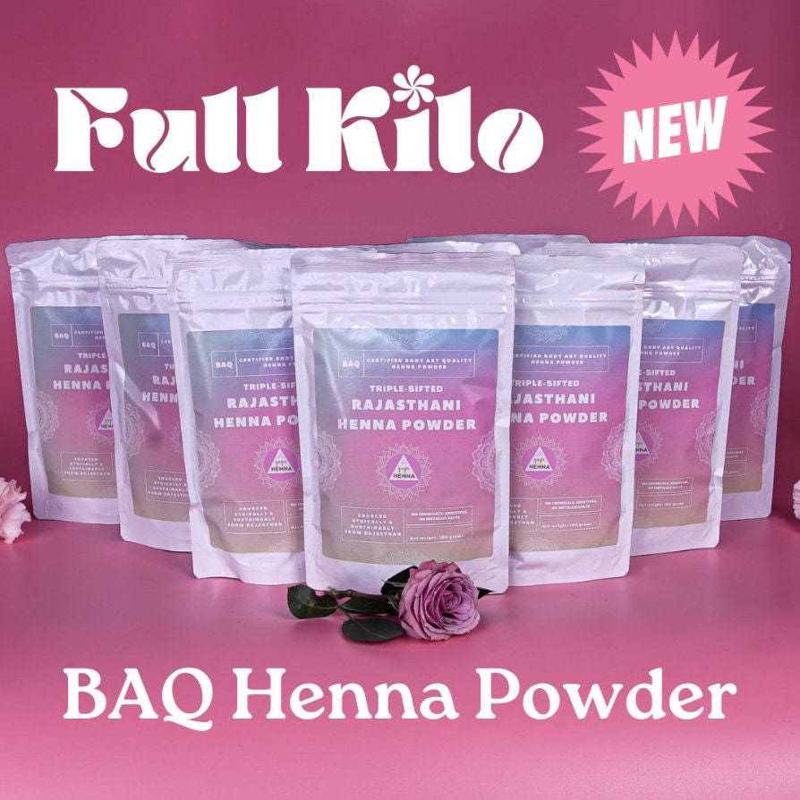 Bulk Organic BAQ Rajasthani Henna Powder -- FULL Kilo (1000 grams)
