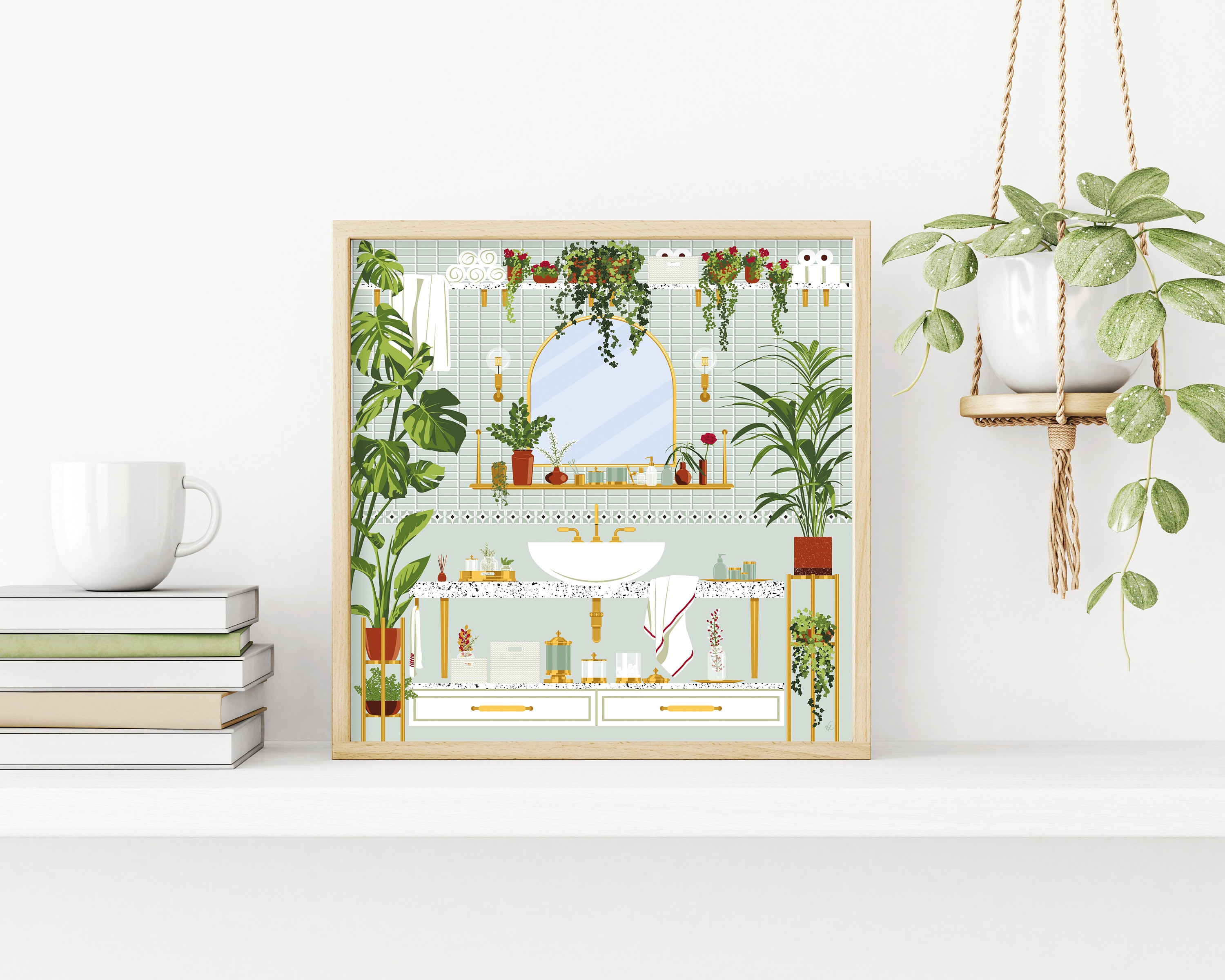 Bathroom Wall Art Botanical Bathroom Illustration Print | Etsy