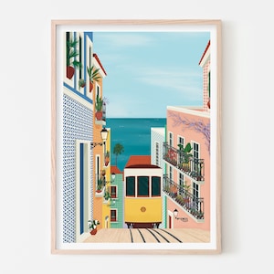Lisbon Art, Portugal Poster, Lisbon Tram Wall Art, Portugal Wall Art,  Lisbon Poster, Lisbon Portugal, Lisbon Illustration Print