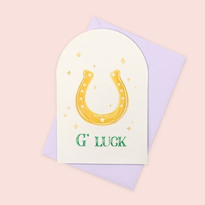 Biglietto di auguri di buona fortuna, biglietto di auguri Western G' Luck, biglietto di auguri a ferro di cavallo